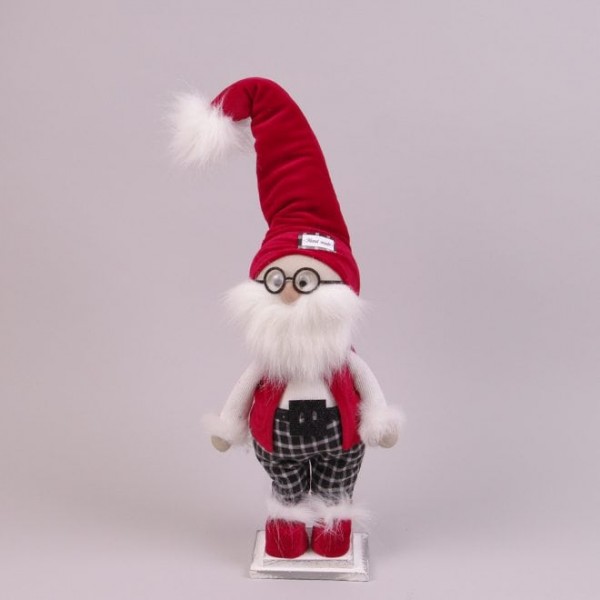 Фігурка новорічна Санта в окулярах та червоній шапці 55 см. Flora 16476