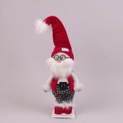 Фигурка новогодняя Санта в очках и красной шапке 55 см. Flora 16476