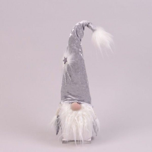 Фигурка новогодняя Гном в серой шапке 40 см. Flora 16453