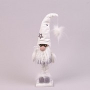 Фигурка новогодняя Гном в очках и белой шапке 40 см. Flora 16467