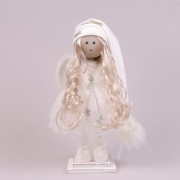 Фигурка новогодняя Ангел Девочка в белом платье 40 см. Flora 16489