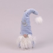 Фигурка новогодняя Гном в голубой шапке 30 см. Flora 16424