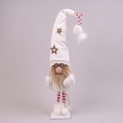 Фигурка новогодняя Гном в очках и белой шапке 65 см. Flora 16472