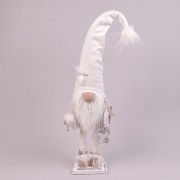 Фигурка новогодняя Гном в белой шапке 65 см. Flora 16448