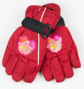 Детские лыжные перчатки для девочек M №18-12-5 красный