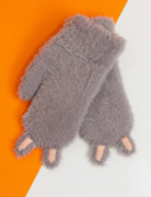 Детские красивые зимние перчатки с ушками кролика  S №20-25-16 сиреневый