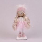 Фигурка новогодняя Девочка в розовом платье 35 см. Flora 16487
