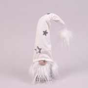 Фигурка новогодняя Гном в белой шапке 30 см. Flora 16418