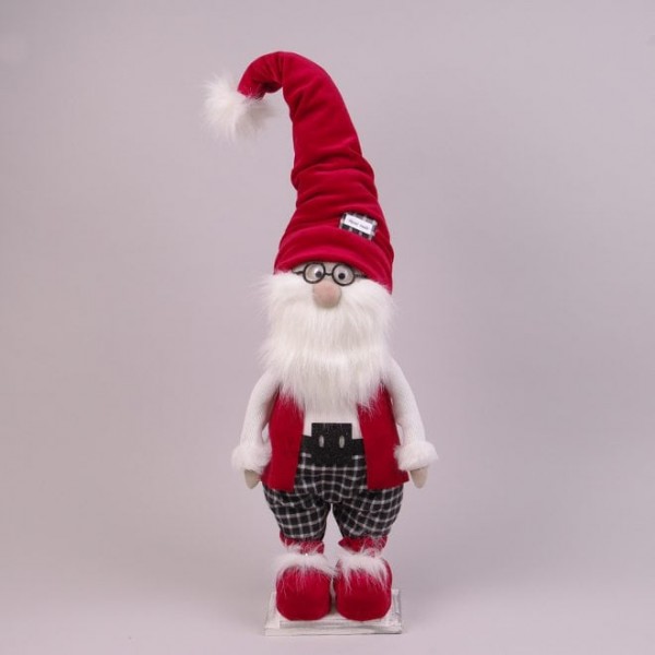 Фігурка новорічна Санта в окулярах та червоній шапці 70 см. Flora 16477