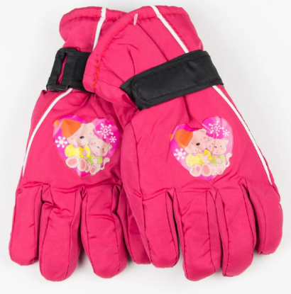 Детские лыжные перчатки для девочек M №18-12-5 малиновый