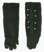 Женские трикотажные стрейчевые перчатки для сенсорных телефонов - №18-1-6 M черный