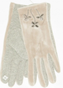Женские  трикотажно-велюровые перчатки для сенсорных телефонов - №18-1-9  M светло серый