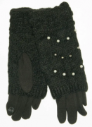Женские трикотажные стрейчевые перчатки для сенсорных телефонов - №18-1-6 S черный