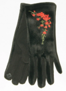 Женские  трикотажно-велюровые перчатки для сенсорных телефонов - №18-1-9  M черный