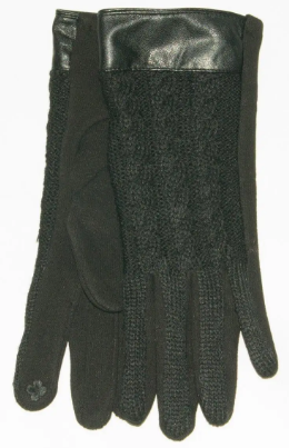 Трикотажні жіночі стрейчові рукавички для сенсорних телефонів - №18-1-12  L  чорний