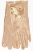 Женские  трикотажно-велюровые перчатки для сенсорных телефонов - №18-1-9  M бежевый