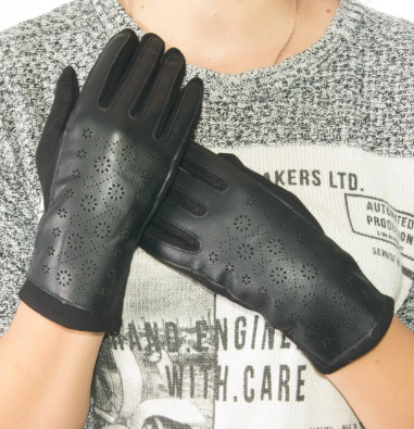 Трикотажні жіночі стрейчові рукавички для сенсорних телефонів - №18-1-13  L  чорний