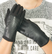 Женские трикотажные стрейчевые перчатки для сенсорных телефонов - №18-1-13  L  черный