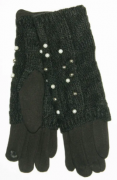 Женские трикотажные стрейчевые перчатки для сенсорных телефонов - №18-1-6 L черный