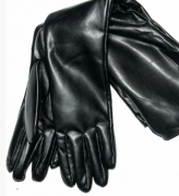 Женские  удлиненные  перчатки до локтя из эко кожи - №17-1-23  L  черный