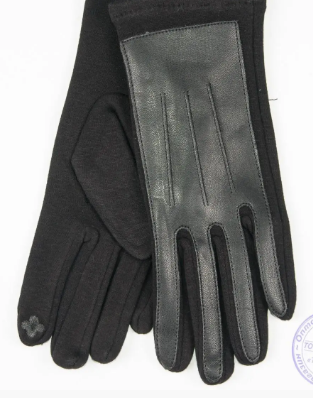 Трикотажні жіночі стрейчові рукавички для сенсорних телефонів - №17-1-13 S чорний