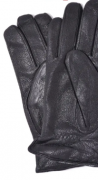 Мужские кожаные перчатки с махровой подкладкой - №M12-2 S черный