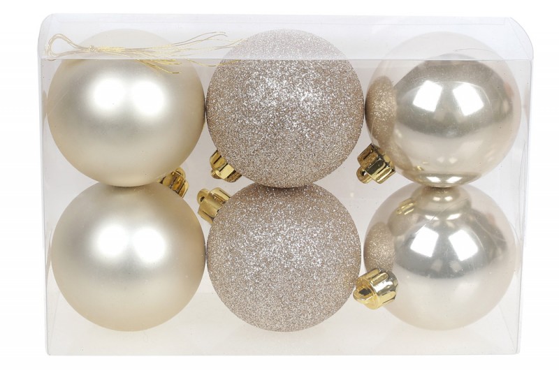 Набір новорічних кульок BonaDi пластик 6 шт. D-6 см. 147-334