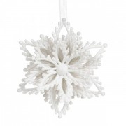 Новогодняя подвеска Снежинка белая 9.5 см. Flora 12287