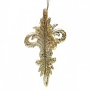 Новогодняя подвеска Фигурная золотая 14 см. Flora 13030