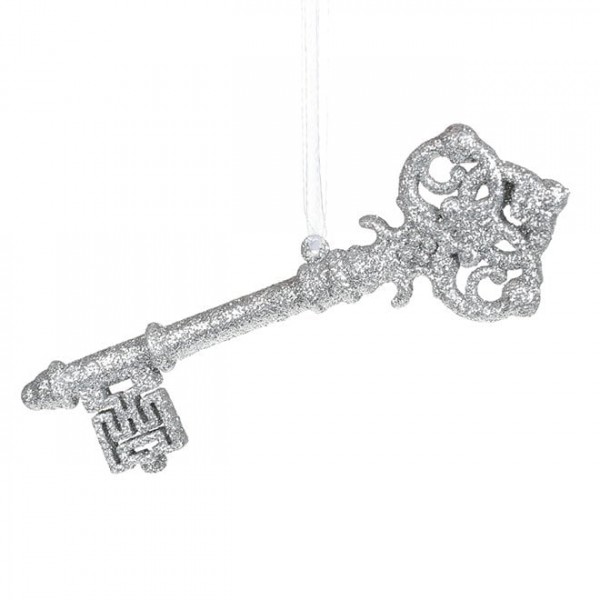 Новорічна підвіска Ключик срібний Flora 13023