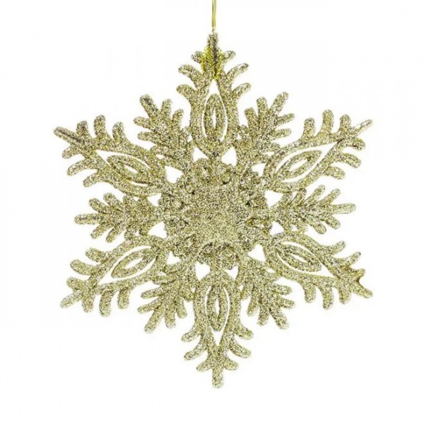 Новогодняя подвеска Снежинка золотая 12 см. Flora 13028