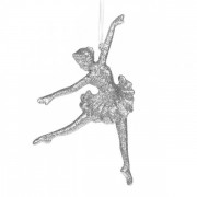 Новогодняя подвеска Балерина серебряная Flora 13037