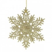 Новогодняя подвеска Снежинка золотая 15 см. Flora 12259