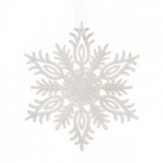 Новогодняя подвеска Снежинка белая 12 см. Flora 13006