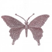 Новогодняя подвеска Бабочка розовая Flora 12265