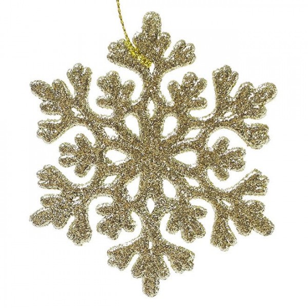 Новорічна підвіска Сніжинка золота 9 см. Flora 11896