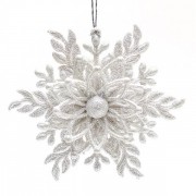 Новогодняя подвеска Снежинка белая Flora 11363