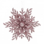Новогодняя подвеска Снежинка розовая Flora 11577