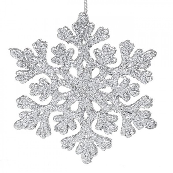 Новорічна підвіска Сніжинка срібна 9 см. Flora 11903