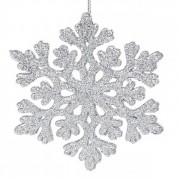 Новогодняя подвеска Снежинка серебряная 9 см. Flora 11903