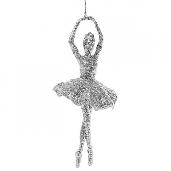 Новогодняя подвеска Балерина серебряная  Flora 13039