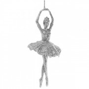 Новогодняя подвеска Балерина серебряная  Flora 13039