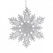 Новогодняя подвеска Снежинка серебряная 12 см. Flora 13022