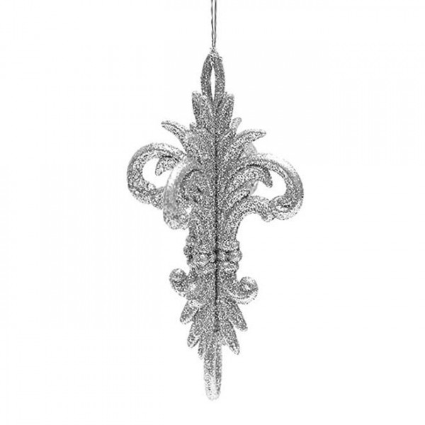 Новогодняя подвеска Фигурная серебряная 14 см. Flora 13033