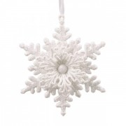 Новогодняя подвеска Снежинка белая Flora 11306