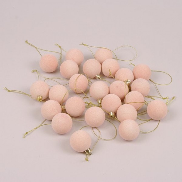 Набір рожевих пластикових новорічних кульок 24 шт. D-4 див. у крафтовому пакеті Flora 21785