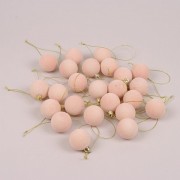 Набор розовых пластиковых новогодних шаров 24 шт. D-4 см. в крафтовом пакете Flora 21785