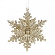 Новогодняя подвеска Снежинка золотая Flora 11307