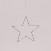 Подвеска новогодняя пластиковая Звезда 17.5 см. серебряная Flora 21763