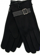 Женские  трикотажно-велюровые перчатки с плюшевой подкладкой - №16-2-2  XL черный